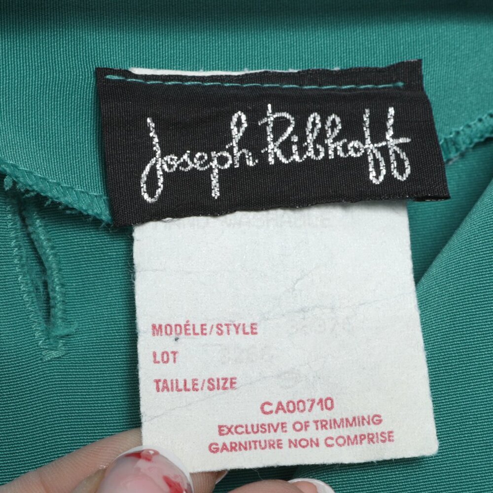 Vintage Joseph Ribkoff Green Pleated Midi Dress 80s Secretary Shoulder Pads - Picture 7 of 13